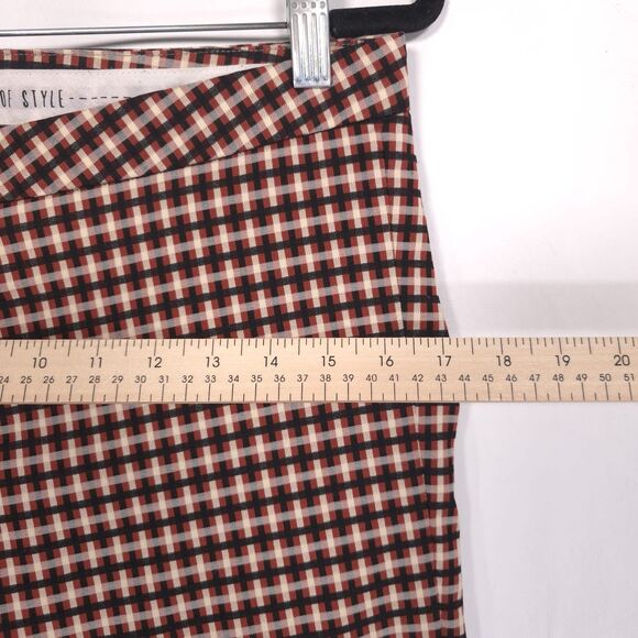 ALYSI Women’s Pants Size 12 Plaid Check Gingham ITALY MADE Skinny Straight Brown - Picture 4 of 12